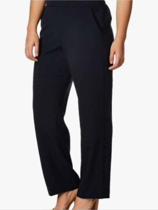 Briggs New York Pants - Briggs New York Women's Classic Navy Straight Leg Elastic Waist Dress Pants 10
